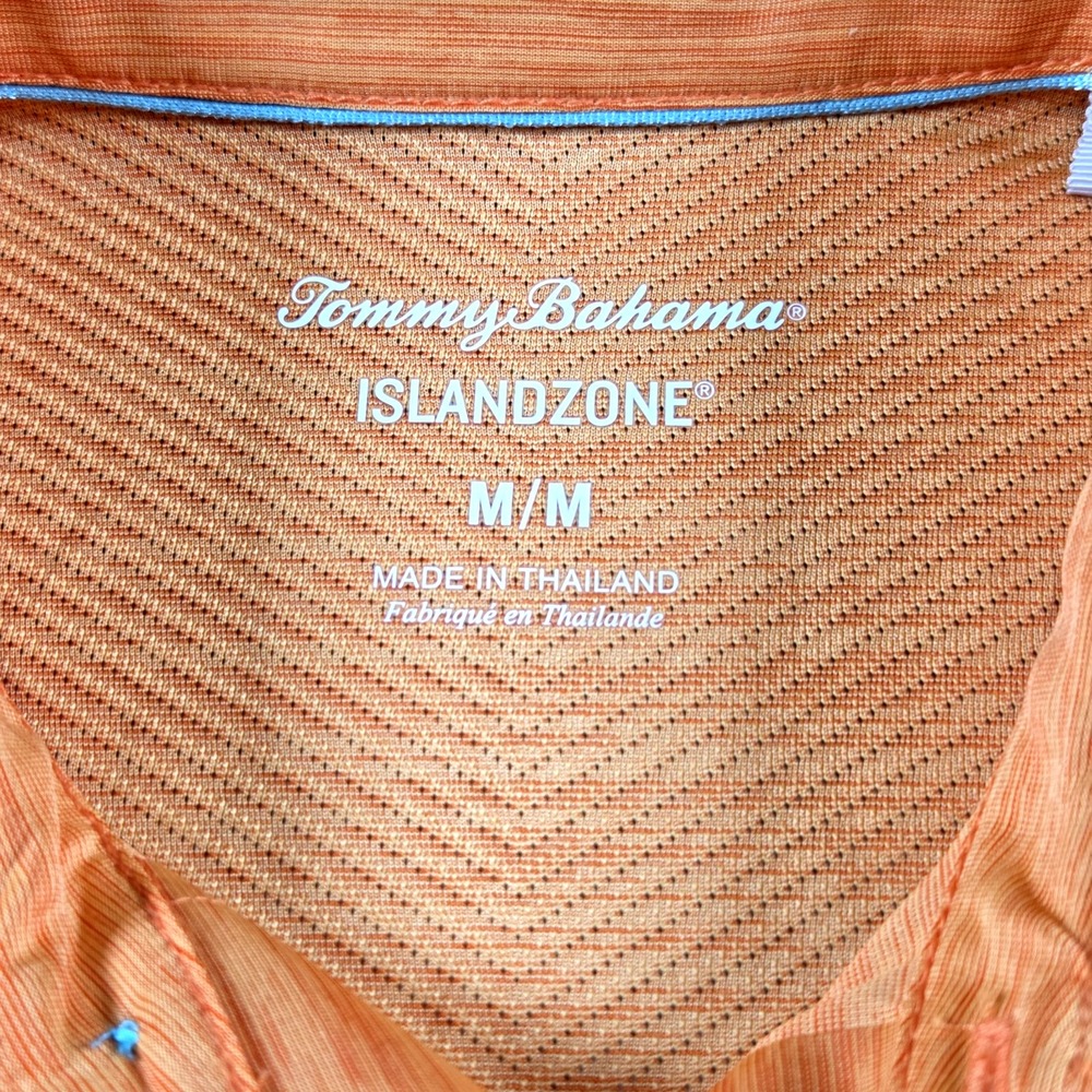 Tommy Bahama Island Zone Short Sleeve Orange Polo Shirt Men's M Polyester Golf - Picture 3 of 9